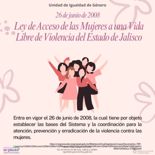 Entra en vigor la Ley de Acceso de las Mujeres a una Vida Libre de Violencia del Estado de Jalisco